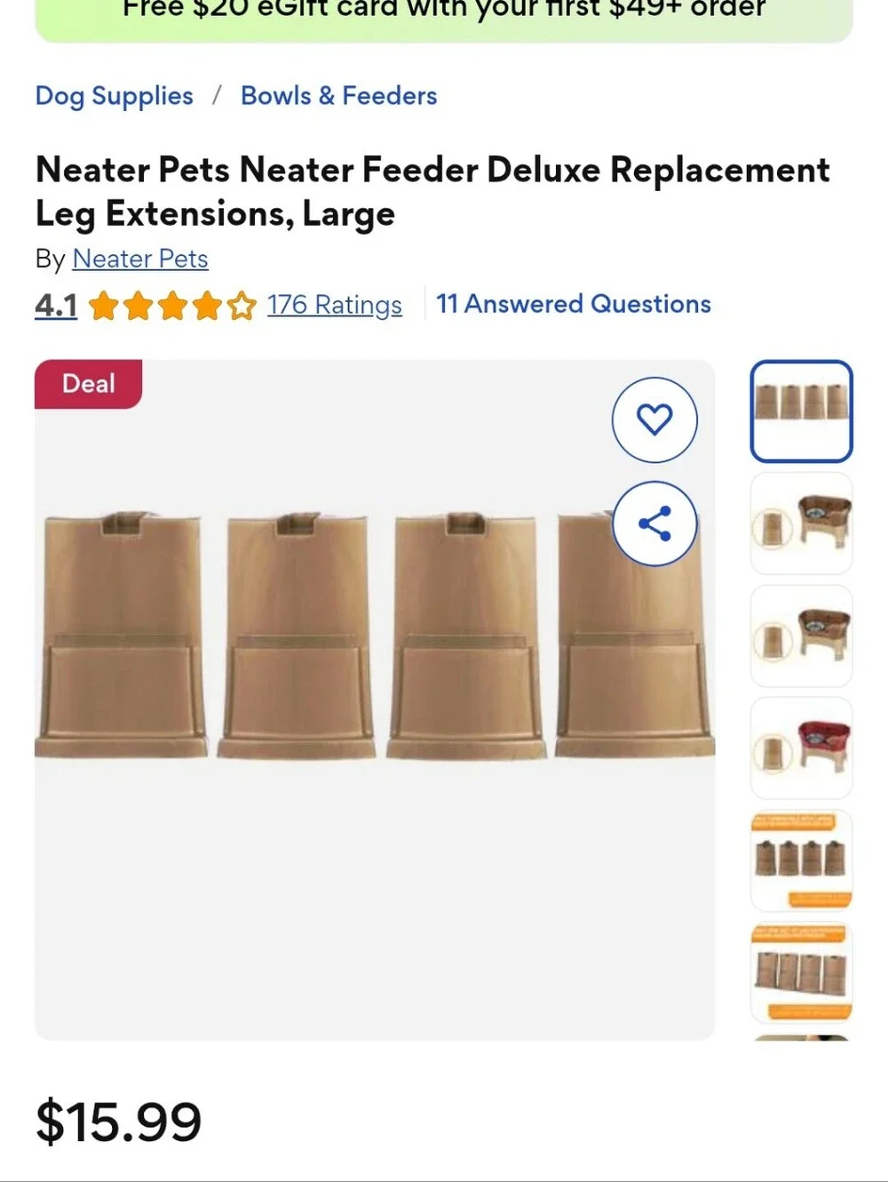 Neater Feeder Deluxe Leg Extensions, Large